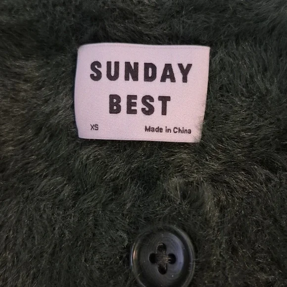 Sunday Best Women's Size XS Forest Green Fuzzy Cardigan - Picture 2 of 6